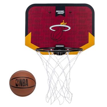 Imagem de Franklin Sports Mini cesta de basquete NBA Miami Heat sobre a porta – Mini argola infantil com bola – Brinquedo para fãs da NBA para quarto + escritório – conjunto sobre a porta