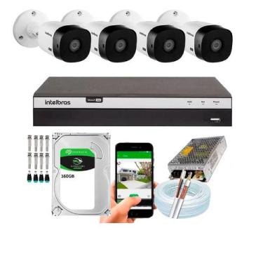 Imagem de Kit CFTV Intelbras HD 4 Câmeras 1120B DVR MHDX 3104 C/HD 160gb