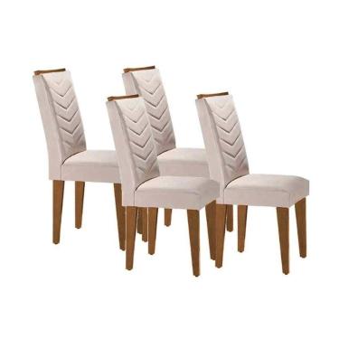 Imagem de Kit 4 Cadeiras de Cozinha Londrina 4 Un Capuccino/Suede Creme - Rufato