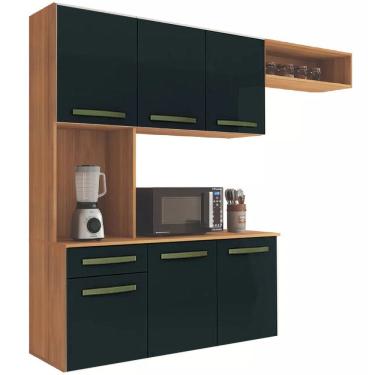 Imagem de Cozinha Suspensa Belissima 6 Portas 1 Gaveta Fiorello Cor Freijó Grafite