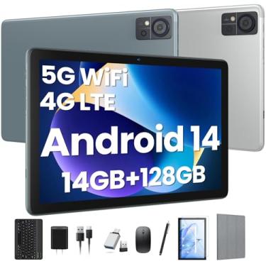 Imagem de Tablet Android 14 2024, tablets celulares 4G de 10,1 polegadas com slot Dual SIM, 14 GB de RAM (8 + 6 virtuais) + ROM de 128 GB Expansão de 1 TB, Octa-Core, tela interna de 1280 x 800, câmera dupla,