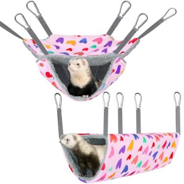 Imagem de Bienbee Conjunto de 2 peças de rede de rato furão para gaiola, lavável, cama de esconderijo de porquinho-da-índia, macia, para animais pequenos, brinquedos para gaiola de furão, acessórios para ouriço
