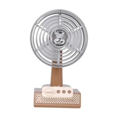 Imagem de WeiLaiKeQi Ventilador de mesa pequeno recarregável por USB, portátil, ângulo ajustável, mesa, 3 velocidades, ventilador de refrigeração de ar para dormitório, Marrom