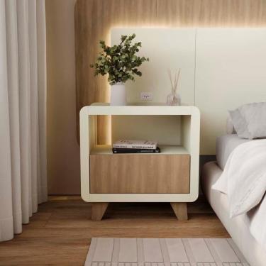 Imagem de Mesa de Cabeceira 55cm com Gaveta e Nicho 100% Mdf Padrão Planejados M
