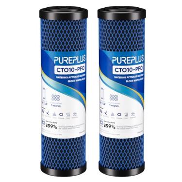 Imagem de Cartucho de filtro de água de carbono CTO 1 mícron 6.3 cm x 25.4 cm inteiro para substituição para sistema de filtro de água sob a pia, Dupont WFPFC8002, WFPFC9001, FXWTC, SCWH-5, WHEF-WHWC, WHCF-WHWC