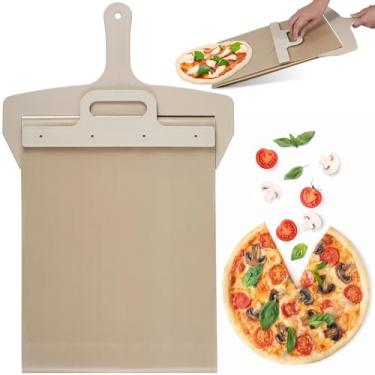 Imagem de Pá de pizza deslizante, portátil, deslizante, reutilizável, pá de espátula antiaderente com cabo de plástico de pano de alta temperatura, fácil de usar para assar 11,8 x 22,20 cm (embalagem gráfica)
