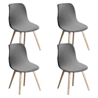 Imagem de KHZSPP 4 capas de cadeira de sala de jantar, capas de cadeira à prova d'água, sem braço, capas de cadeira de jantar modernas de meados do século capas elásticas para cozinha e sala de estar (cinza)