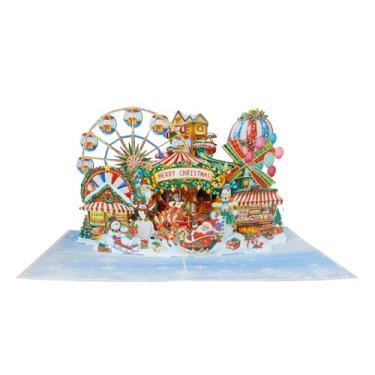 Imagem de qidianhk Cartão de Natal pop-up 3D com velas, cartão comemorativo com decorações de pinheiro, 15 x 20 cm (roda gigante de Natal)