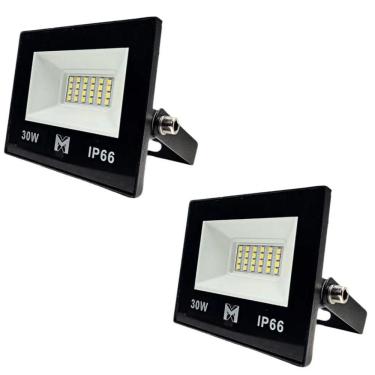 Imagem de Kit 2 Refletor Led 30w Smd Bivolt 6500k Fachada Pavilhão Ip66 Mx-0316