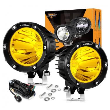 Imagem de Farol de Milha LED com 7200 Lúmens e Luz Amarela, 72W, 2Un, Auxbeam, Preto