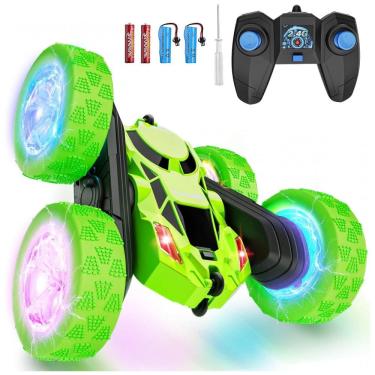 Imagem de Hamdol Green Trailblazer Carro Controle Remoto 4WD Stunts 360° com Luzes LED e Bateria Recarregável para Crianças 6-12 Anos
