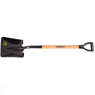 Imagem de Pá Quadrada Tramontina 417/20 em Aço com Cabo de Madeira 71 cm com Empunhadura Plástica Reta Ergonômica Tramontina