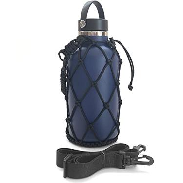 Imagem de Gearproz Bolsa de transporte HydroNet com alça e alça de ombro para Hydro Flask, Takeya e garrafas de água universais, compatível com garrafas de boca larga (1,8 g, preto)