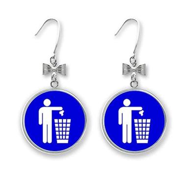 Imagem de Rubbish Blue Square Warning Mark Brincos Drop Stud Piercing Gancho