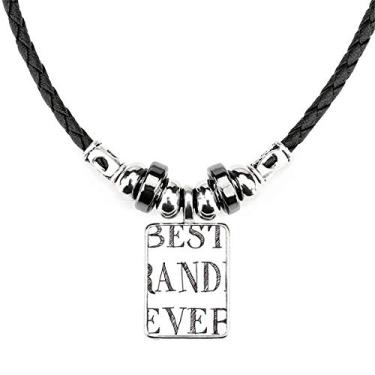 Imagem de DIYthinker Colar de coração Best Grandpa Ever com pingente de corda de couro Torque