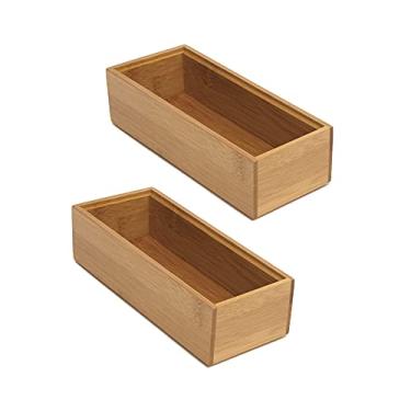 Imagem de Caixa organizadora para gavetas Lipper International 8180S, bambu, 7,5 x 15 x 5 cm, kit com 2