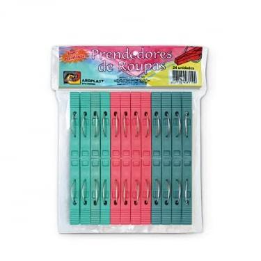 Imagem de Kit c/ 24 Prendedores Pregador de Roupas Cor Sortida Percha Colorida, Arqplast PR24-8301