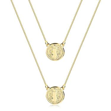 Imagem de Colar Escapulário com Medalha de São Bento folheado em ouro 18k