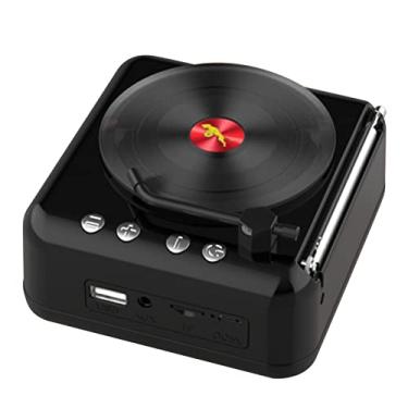 Imagem de Alto-falante Bluetootth Com Registro De Vinil Retrô - Alto-falante Sem Fio Fonógrafo Portátil Com Rádio FM E Som Estéreo HiFi - Alto-falante Bluetootth Inovador Estilo Mini Toca-discos(PRETO)