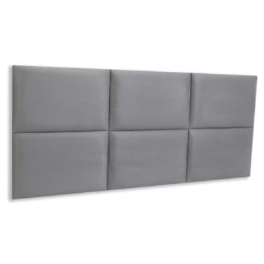 Imagem de Cabeceira Casal 141cm x 60cm Estofada Placas Para Colar na Parede Modelo Retangular - SUEDE Cinza