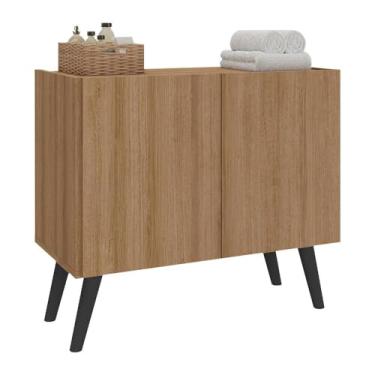 Imagem de Gabinete Armário de Banheiro 62,5cm Retrô 2 Portas Multimóveis Mp5045 Rustic/preto