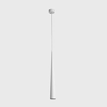 Imagem de 5.5 CM Nórdico Branco Única Cabeça Lustre Cone LED Tubo Longo Luz Pingente Minimalista Altura Ajustável Ilha De Cozinha Lâmpada Pendurada Luminária Criativa,Luz Quente,5,5 * 70CM,Serene16