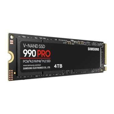 Imagem de Samsung SSD NVMe M.2 990 Pro, 4 TB, PCIe 4.0, leitura de 7.450 MB/s, gravação de 6.900 MB/s, SSD interno, para jogos e edição de vídeo, MZ-V9P4T0BW