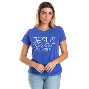 Imagem de Camiseta Meia Malha Estonada Jesus Azul - Wind Life