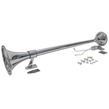 Imagem de Buzina a Ar Universal Caminhões Marítima 1 Corneta Cromada Com Válvula Boca Redonda Bivolt - VETOR - VT058