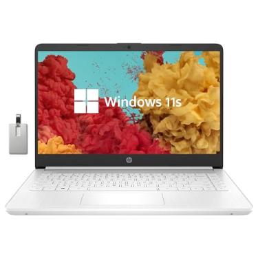 Imagem de HP Notebook HD Stream 2022 de 14 polegadas, processador Intel Celeron N4020 Dual-core, 8GB DDR4 RAM, 64GB eMMC, 1 ano Office 365, webcam, HDMI, Windows 10S, branco, cartão USB 32GB SnowBell