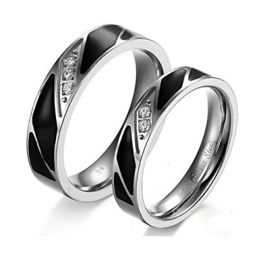 Imagem de Global Jewelry Incrível conjunto de alianças de casamento de aço inoxidável de titânio We Love Each Other para aniversário/noivado/promessa/casal, melhor presente!, Aço inoxidável de titânio