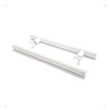 Imagem de Puxador Porta Interna e Externa Pivotante Vidro Portão Blindex Ferro Box 30cm em Aluminio (Branco)