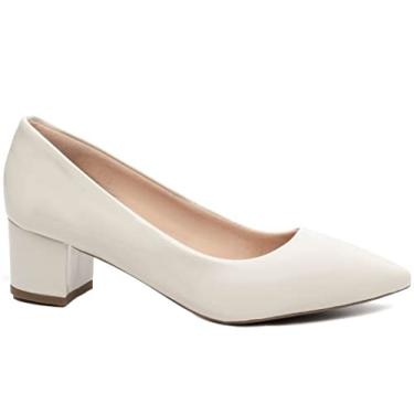 Imagem de Sapato Scarpin Scarpan Salto Baixo Grosso Bloco Social Feminino Torricella - Conforto e Estilo ao Seus Pés! Cor:Branco;T