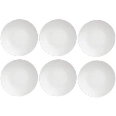 Imagem de Conjunto 6 Pratos de Porcelana Sobremesa Tramontina Leonora 19cm Brancos Raso Leve Cupê