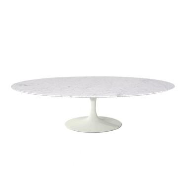 Imagem de Mesa De Centro Saarinen 46cm Oval Carrara 120x80cm - Base Branca