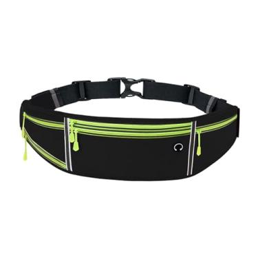 Imagem de Generic Cinto de corrida para corrida, pochete com suporte para garrafa de água, bolsa de corrida para ciclismo, caminhadas e viagens, Preto Verde