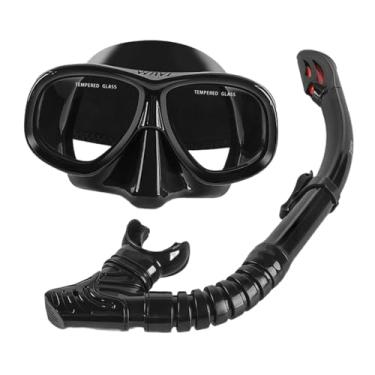 Imagem de Generic Equipamento de mergulho para adultos conjunto de snorkel à prova de vazamento masculino máscara de natação óculos de mergulho para mergulho, PRETO