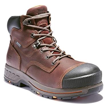 Imagem de Timberland PRO Bota de trabalho masculina Helix Hd, bico de borracha impermeável, sapato industrial e de construção, Couro de flor integral Tempest, 9 Wide
