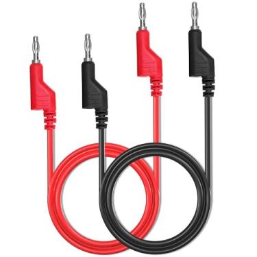 Imagem de Gebildet 2pcs Banana para Banana Plug Test Lead Set, 4mm Empilhável Banana Plug Fio Teste Cabo de Chumbo para Multímetro, Fio de Teste Elétrico 1000V/15A (vermelho/preto)