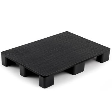 Imagem de Vercraft 1 peça de palete de plástico para armazenamento no porão fácil empilhamento piso leve exibição palete sala de piso supermercado Natal, suporta até 907 kg (80 cm C x 61 cm L x 12 cm A, preto)