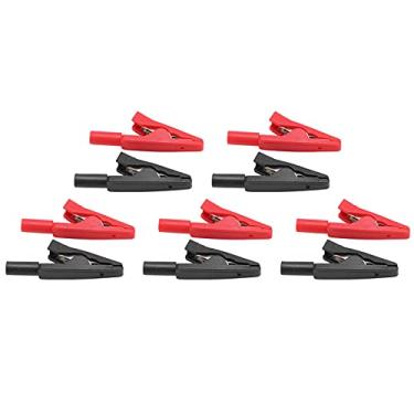 Imagem de Clipes de jacaré, 5 Conjuntos de Clipes de Crocodilo de Macaco de Cauda U16 de 2 Mm, Clipes de Mola de Silicone Resistentes Isolados Preto e Vermelho para Teste Elétrico de