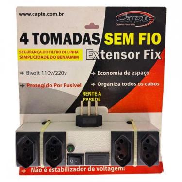 Imagem de Filtro Linha Capte 4 Tomadas Sem Fio Bivolt Com Fusivel Interruptor E 