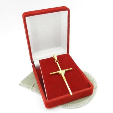 Imagem de Pingente Cruz Palito 45mm Folheado Ouro PI135 - WNBIJOUTERIAS