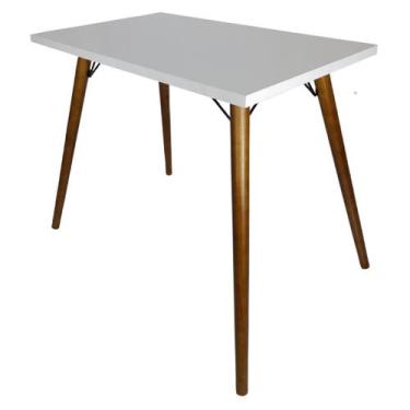 Imagem de Mesa Retangular 90x54 Branca pé palito chapa reta Mdf - JTHOME