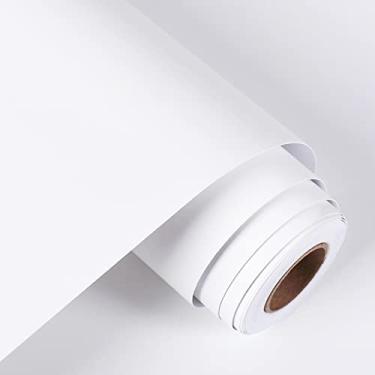 Imagem de WESTICK Papel de parede branco grosso autoadesivo branco para paredes de destaque de quarto, papel de parede fosco para banheiro, armários de cozinha, bancadas 40 x 497 cm