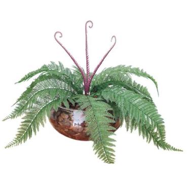 Imagem de Arranjo Flor Artificial Samambaia Renda Verde Vaso Terrário - La Caza 