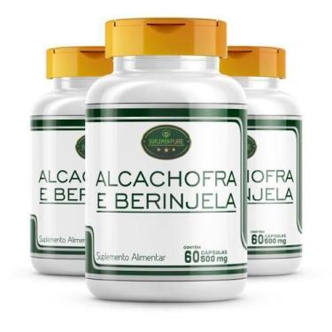 Imagem de Alcachofra E Berinjela 180 Cápsulas 500Mg Kit 3 Potes - Suplemenpure