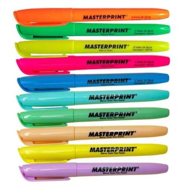 Imagem de Kit C/ 10 Marca Texto Masterprint Tons Pastéis Neon Seca Rápido - Kit 
