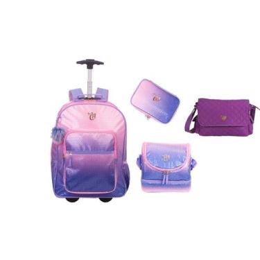 Imagem de Kit Capricho Lantejoula Mochila de Rodas + Lancheira + Estoj