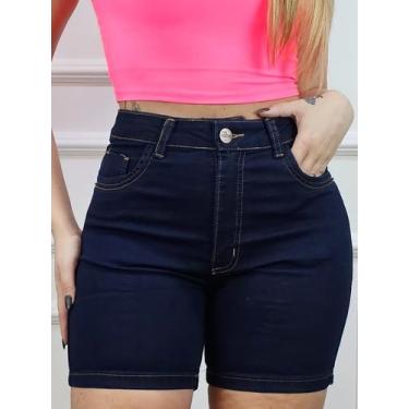 Imagem de Shorts Jeans Feminino Bermuda Meia Coxa Empina Bumbum Lycra - Abuziv J